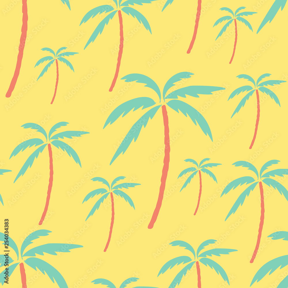 palm tree pattern on yellow background