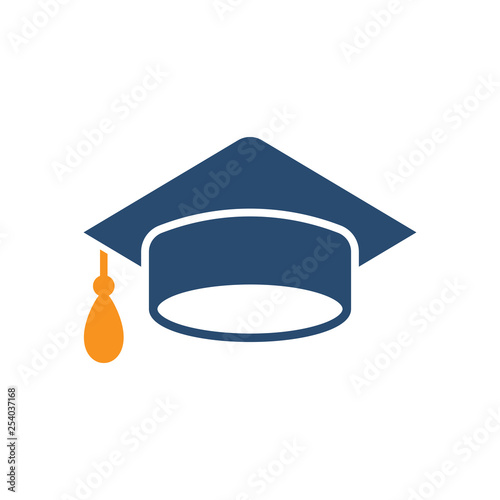 Graduation cap icon in flat style. Education hat vector illustration on white isolated background. University bachelor business concept.