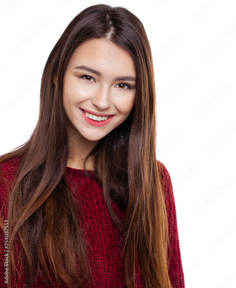 Happy beautiful brunette woman Happy beautiful brunette woman