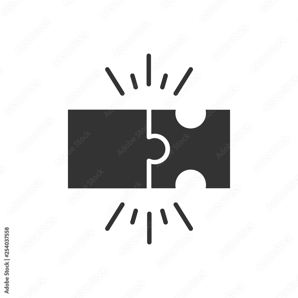 Puzzle compatible icon in flat style. Jigsaw agreement vector illustration  on white isolated background. Cooperation solution business concept. Stock  Vector | Adobe Stock