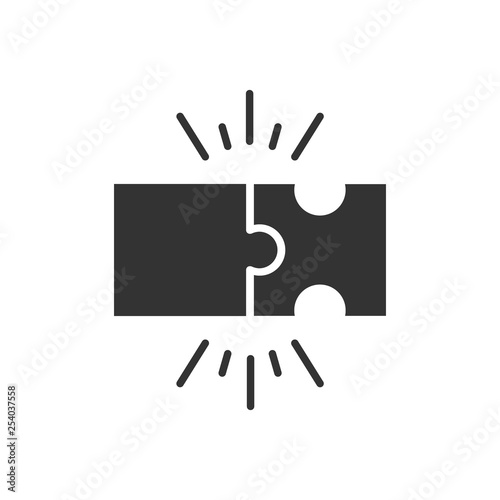 Puzzle compatible icon in flat style. Jigsaw agreement vector illustration on white isolated background. Cooperation solution business concept.