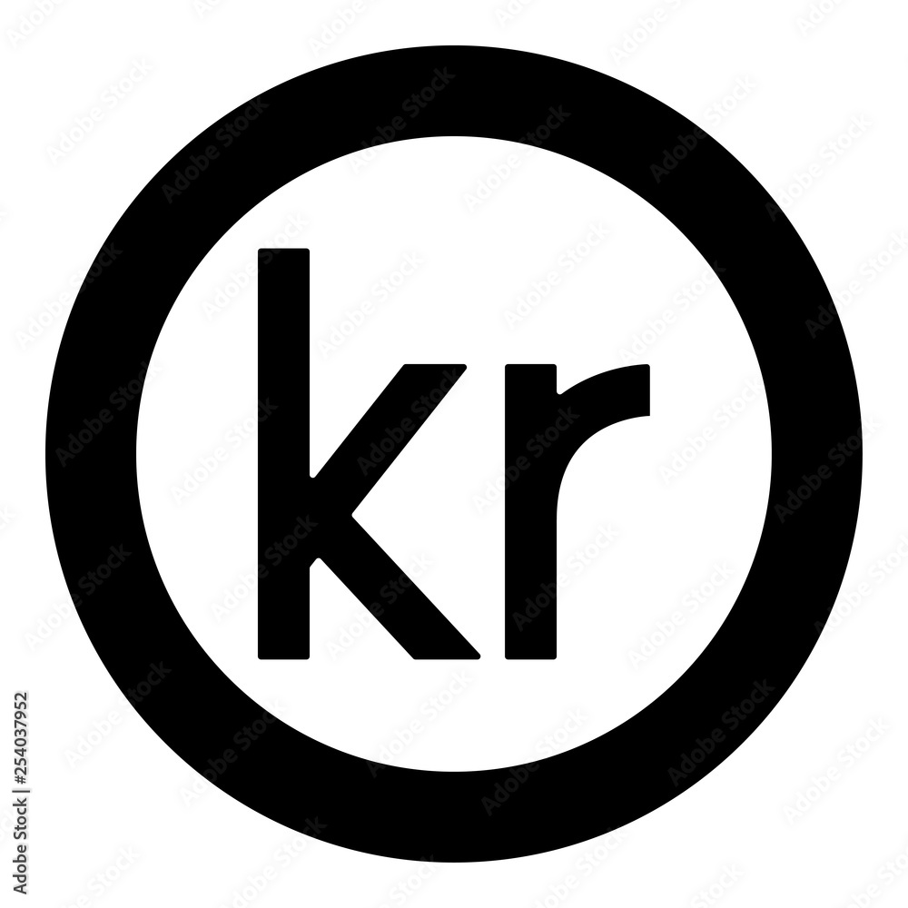 Krone of Denmark Danish krone icon black color vector in circle round illustration flat style image Krone of Denmark Danish krone icon black color vector in circle round illustration flat style image