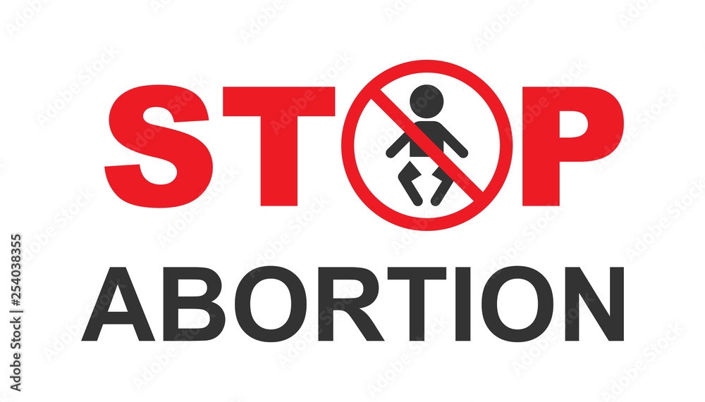 Stop abortion banner icon in flat style. Baby choice vector illustration on white isolated background. Human rights business concept.