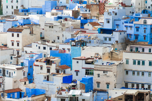 Blue and White Colored Homes and Buildings in Chefchaouen Morocco © James