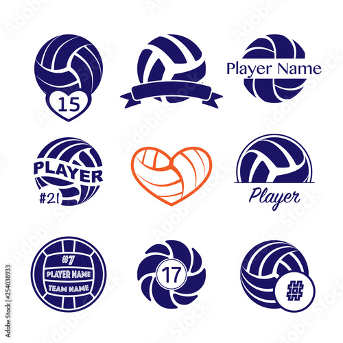 Volleyball silhouettes set