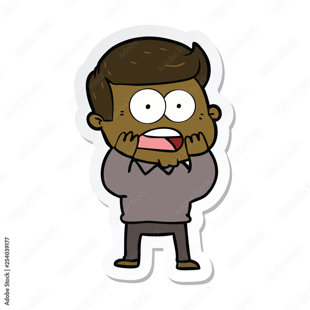 sticker of a cartoon shocked man