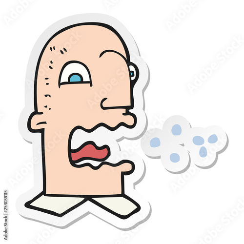 sticker of a cartoon burping man