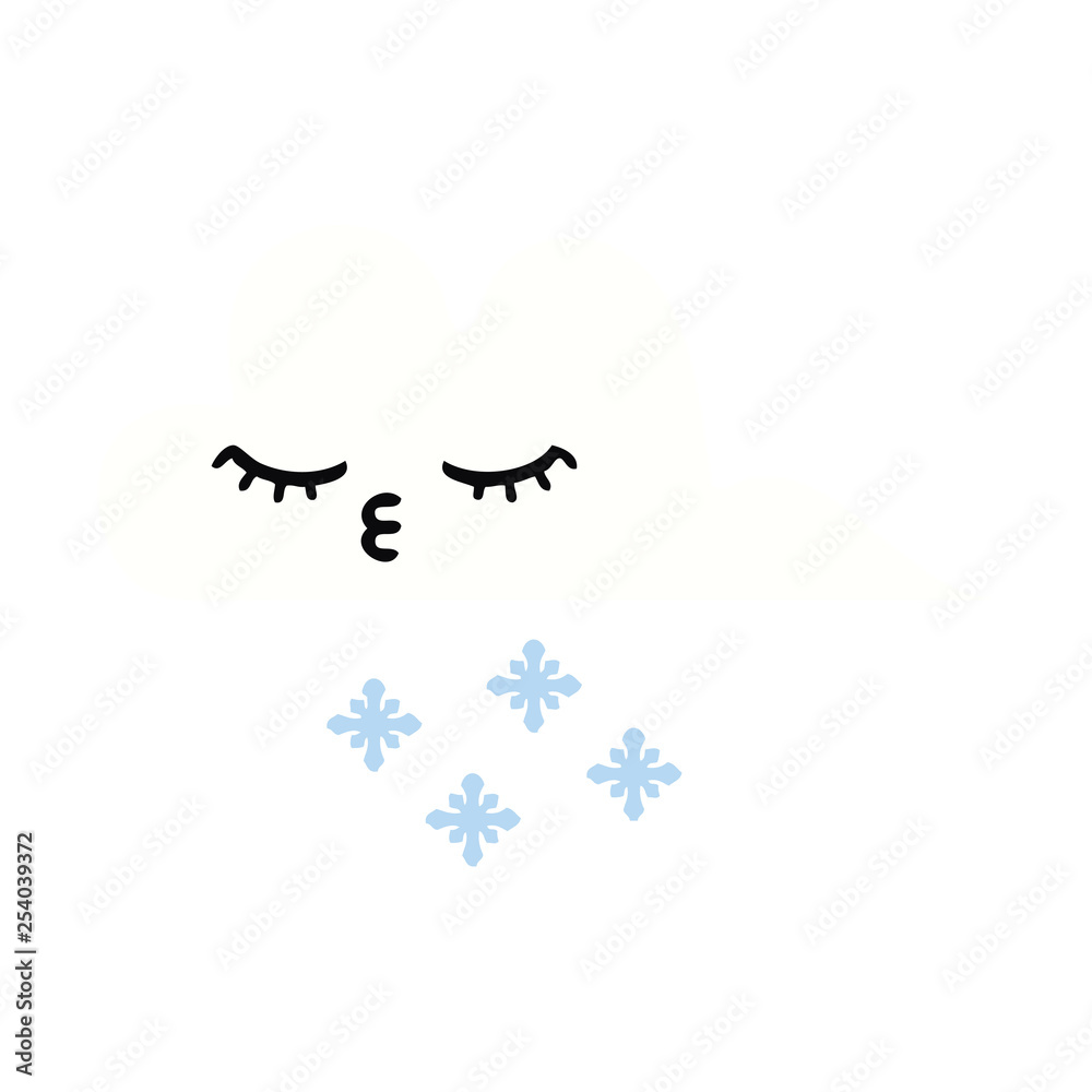 flat color retro cartoon snow cloud flat color retro cartoon snow cloud