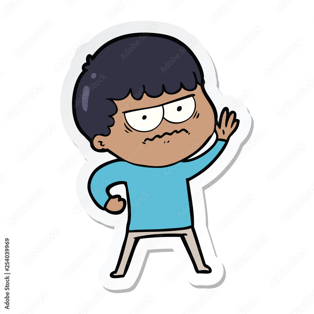 sticker of a cartoon annoyed man