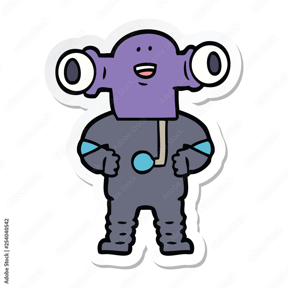 sticker of a friendly cartoon alien sticker of a friendly cartoon alien
