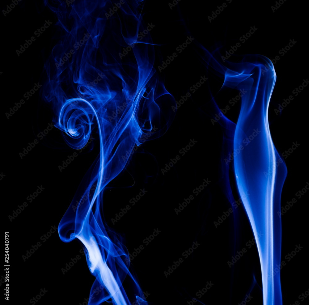 Blue smoke on black background Blue smoke on black background