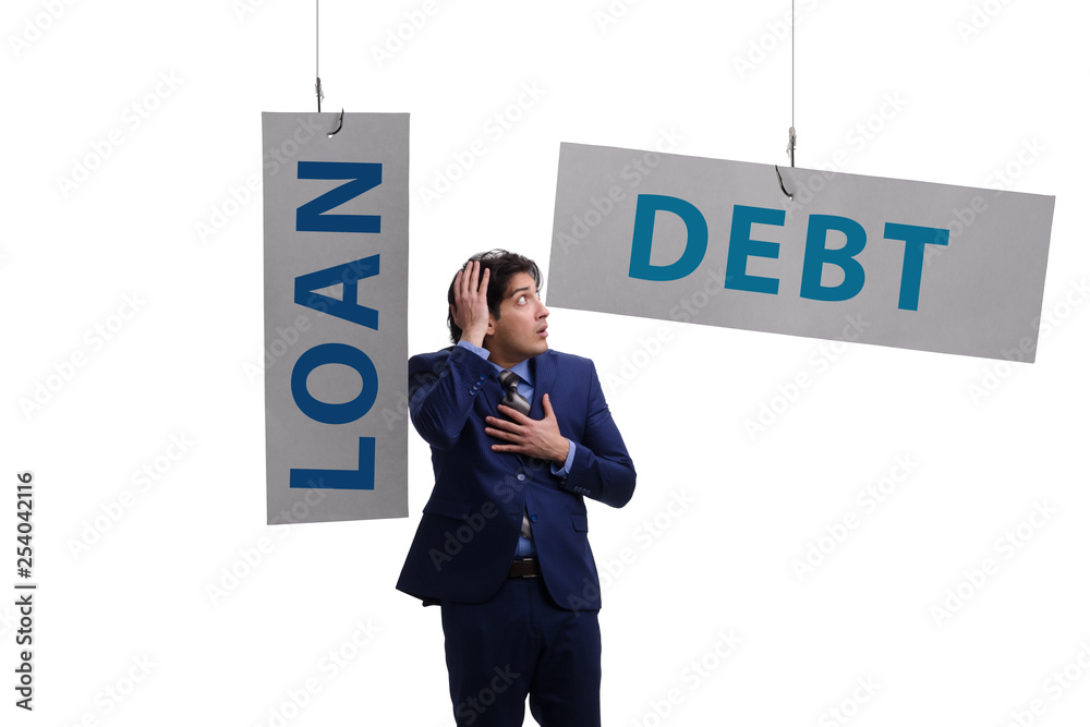Businessman in debt and loan concept Businessman in debt and loan concept