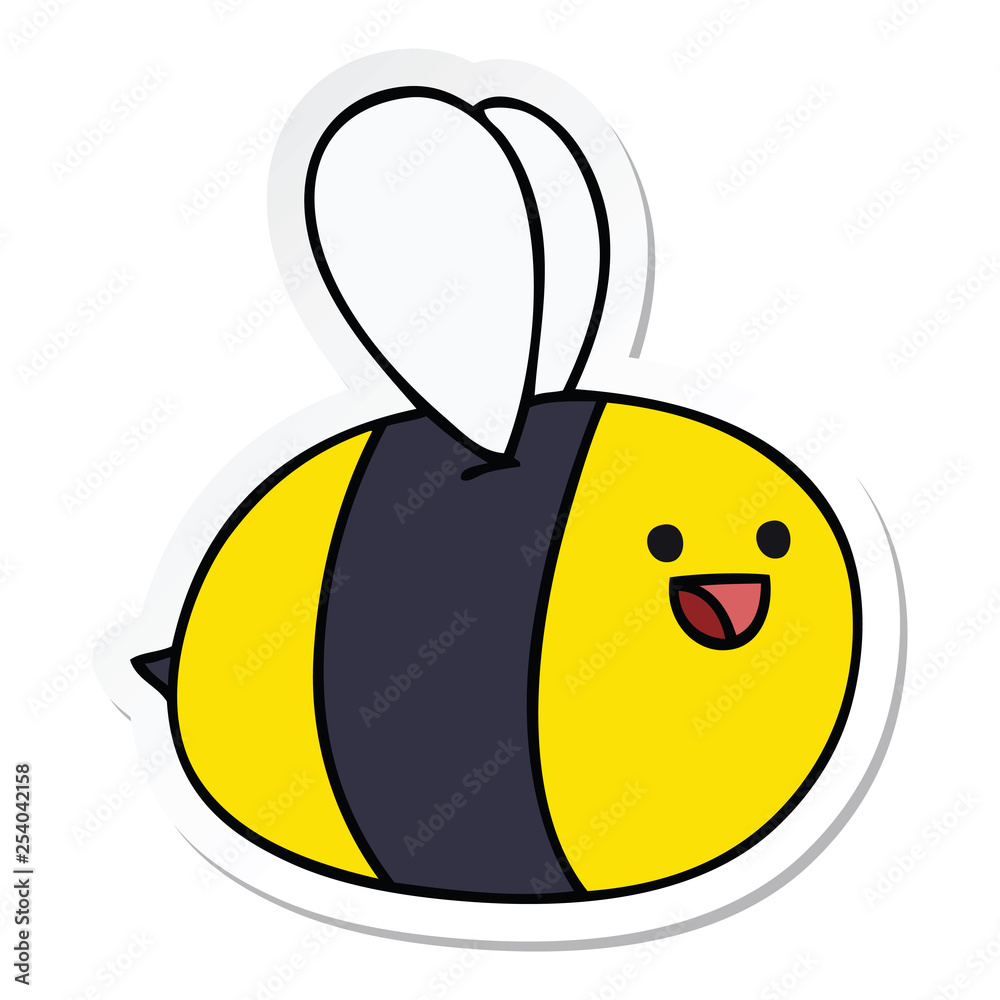 Obraz premium sticker of a quirky hand drawn cartoon bumblebee