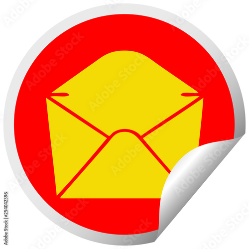 quirky circular peeling sticker cartoon envelope