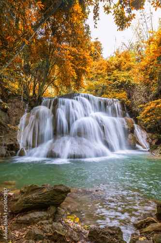 Huai Mae Khamin Waterfall tier 3, Khuean Srinagarindra National Park, Kanchanaburi, Thailand © wirojsid