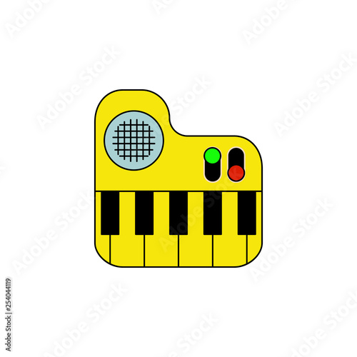 cartoon piano toy colored icon. Signs and symbols can be used for web, logo, mobile app, UI, UX