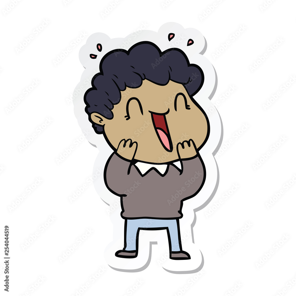sticker of a cartoon happy man sticker of a cartoon happy man