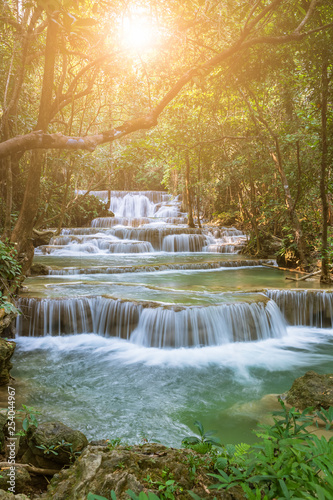 Fototapeta Naklejka Na Ścianę i Meble -  Huai Mae Khamin Waterfall tier 1, Khuean Srinagarindra National Park, Kanchanaburi, Thailand
