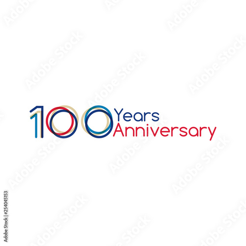 100 years anniversary design with simple design. Vector illustration isolated on white background.