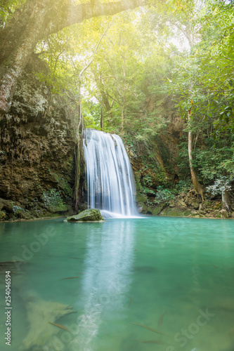 Erawan Waterfall tier 3  in National Park at Kanchanaburi  Thailand