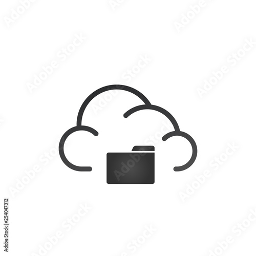 Cloud folder files, remote storage, server and backup concept. Vector illustration isolated on white background.