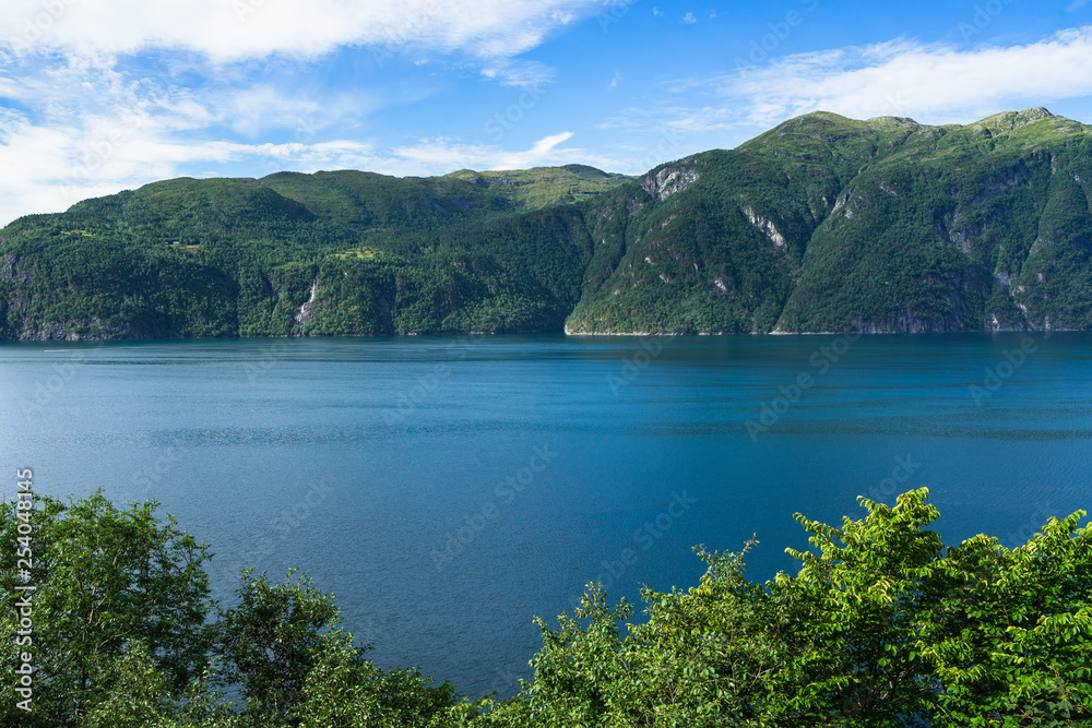 Fototapeta premium Amazing landscape of Storfjorden in Sunnmore region in a beautiful summer day, More og Romsdal, Norway