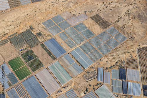 Dead Sea, ISRAEL -February 28, 2019: Flying over Ein Yahav a argriculture place of Israel. photo