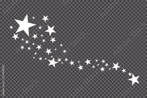 Stars on a white background. Black star shooting with an elegant star.Meteoroid, comet, asteroid, stars.