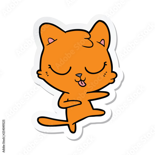 sticker of a cartoon hissing cat