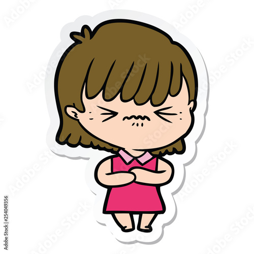 sticker of a annoyed cartoon girl
