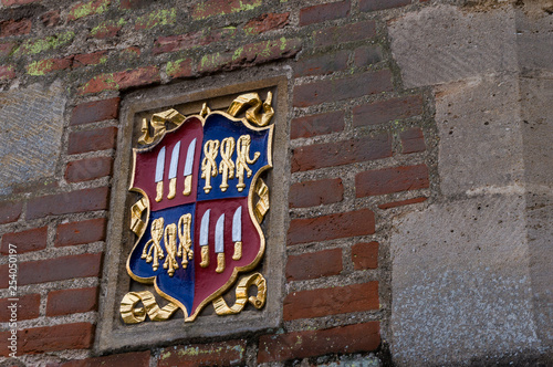 City Coat of Arms entrance gate at University of Cambridge