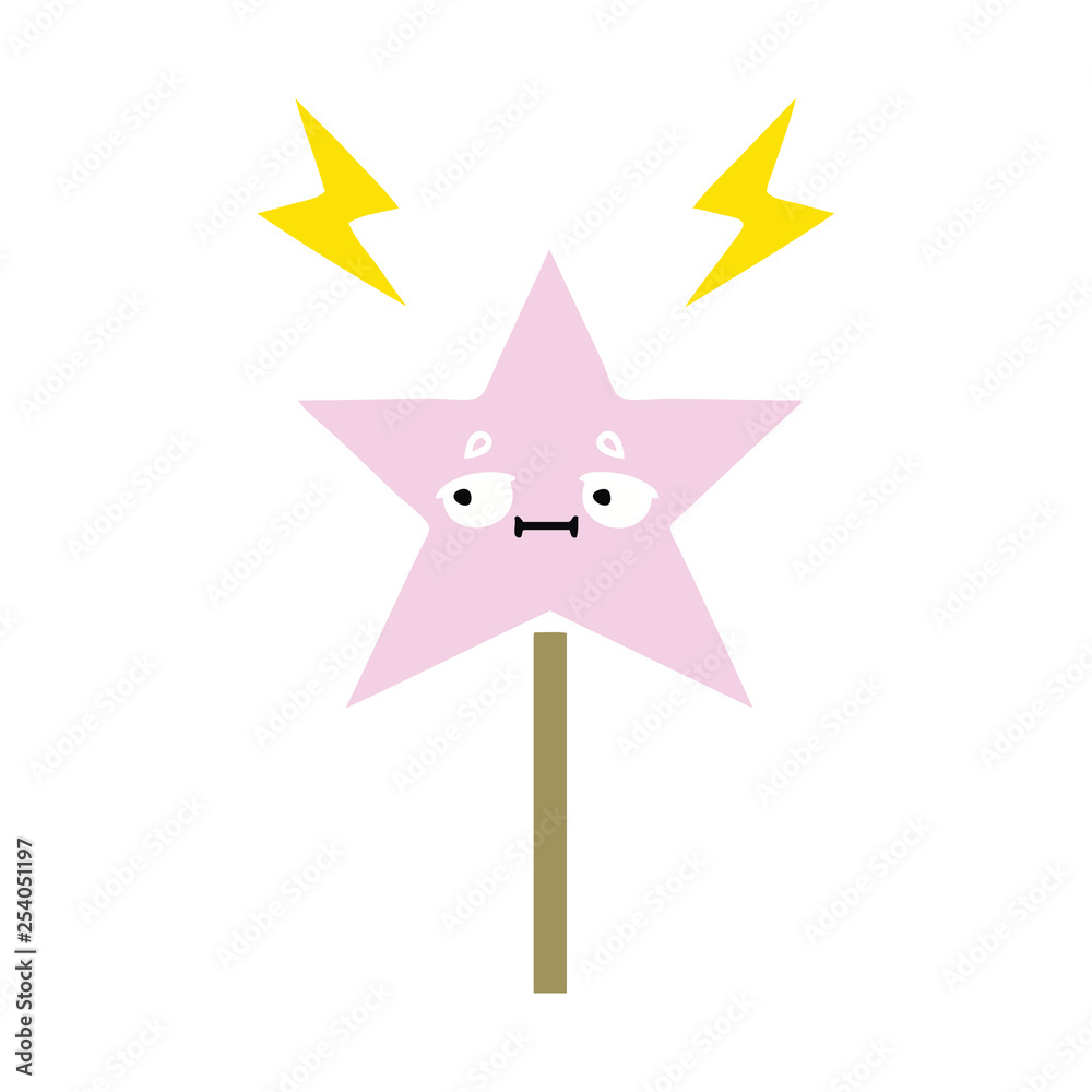 flat color retro cartoon magic wand flat color retro cartoon magic wand