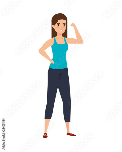 strong woman arm signal