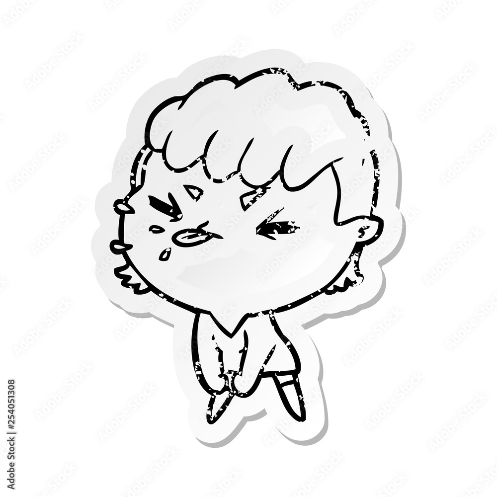 distressed sticker of a cartoon rude girl distressed sticker of a cartoon rude girl