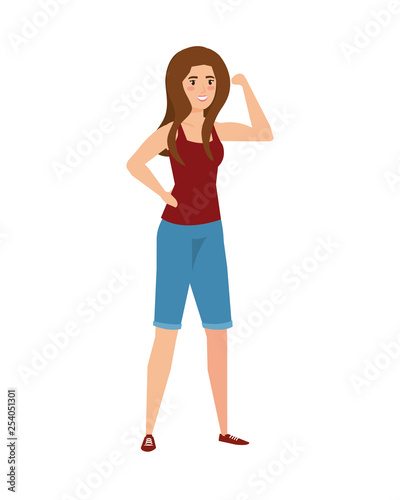 strong woman arm signal