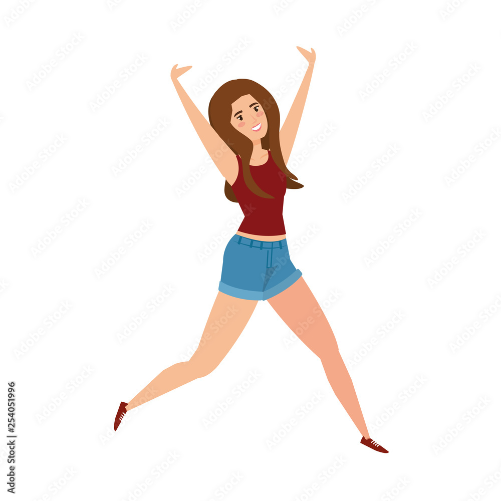 woman jumping celebrating character woman jumping celebrating character