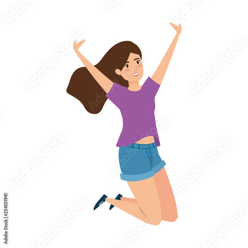woman jumping celebrating character