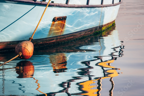 Colorful Reflections of the Boats on the Water at Sun-set