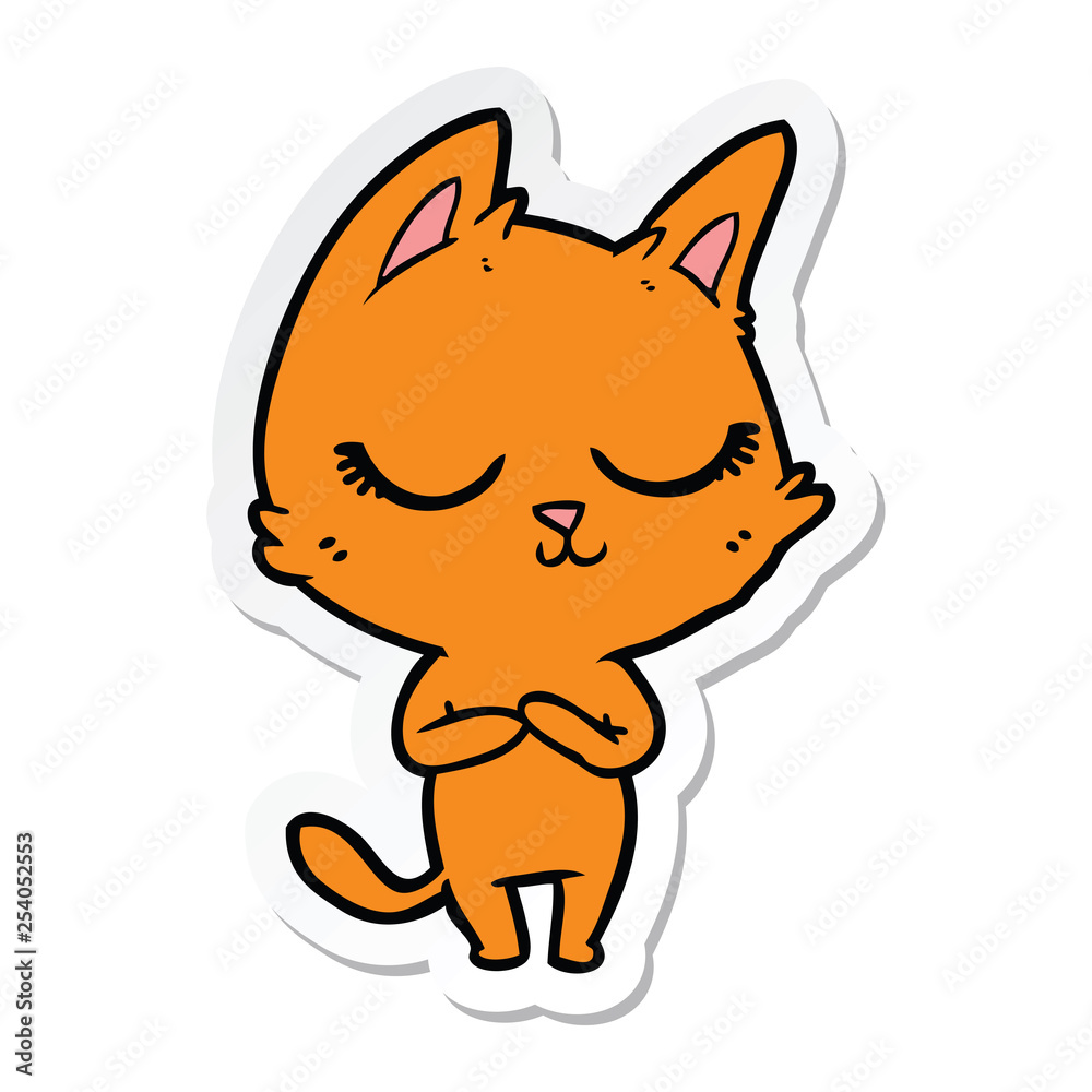 sticker of a calm cartoon cat sticker of a calm cartoon cat