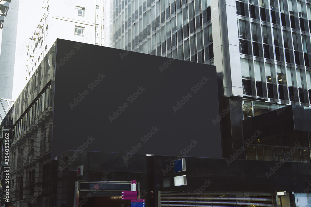 Empty black billboard - obrazy, fototapety, plakaty 