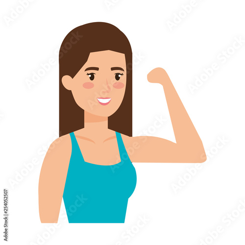 strong woman arm signal