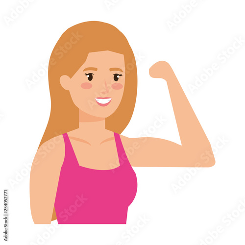 strong woman arm signal