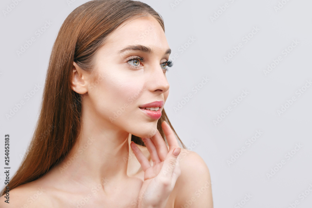 Beauty face of the young beautiful woman - isolated on white Beauty face of the young beautiful woman - isolated on white