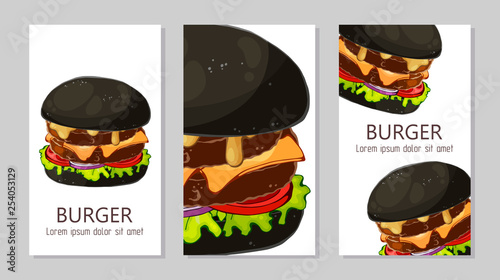 Template for advertising burgers from different recipes.