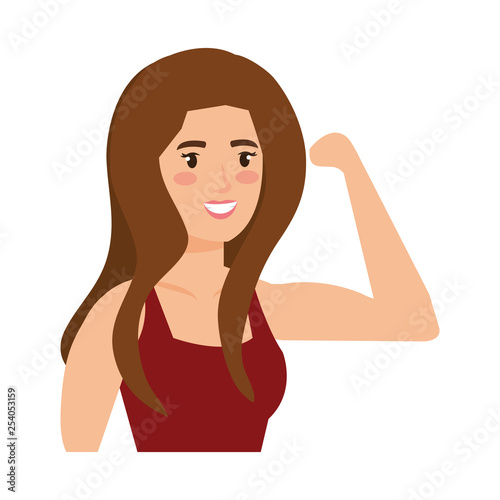 strong woman arm signal