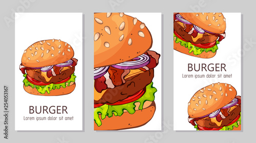 Template for advertising burgers from different recipes.