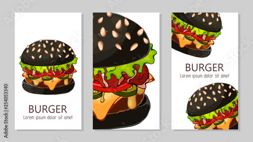 Template for advertising burgers from different recipes.