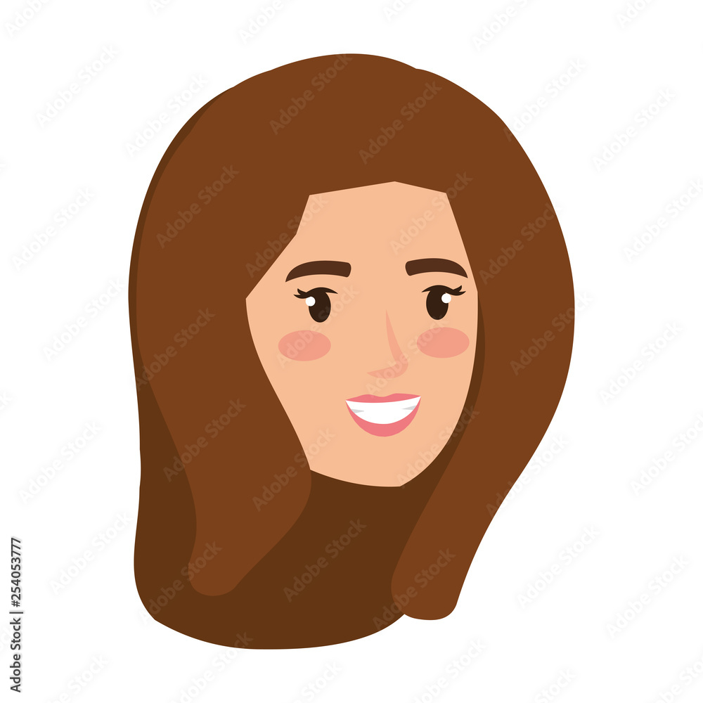 beautiful and young woman head character