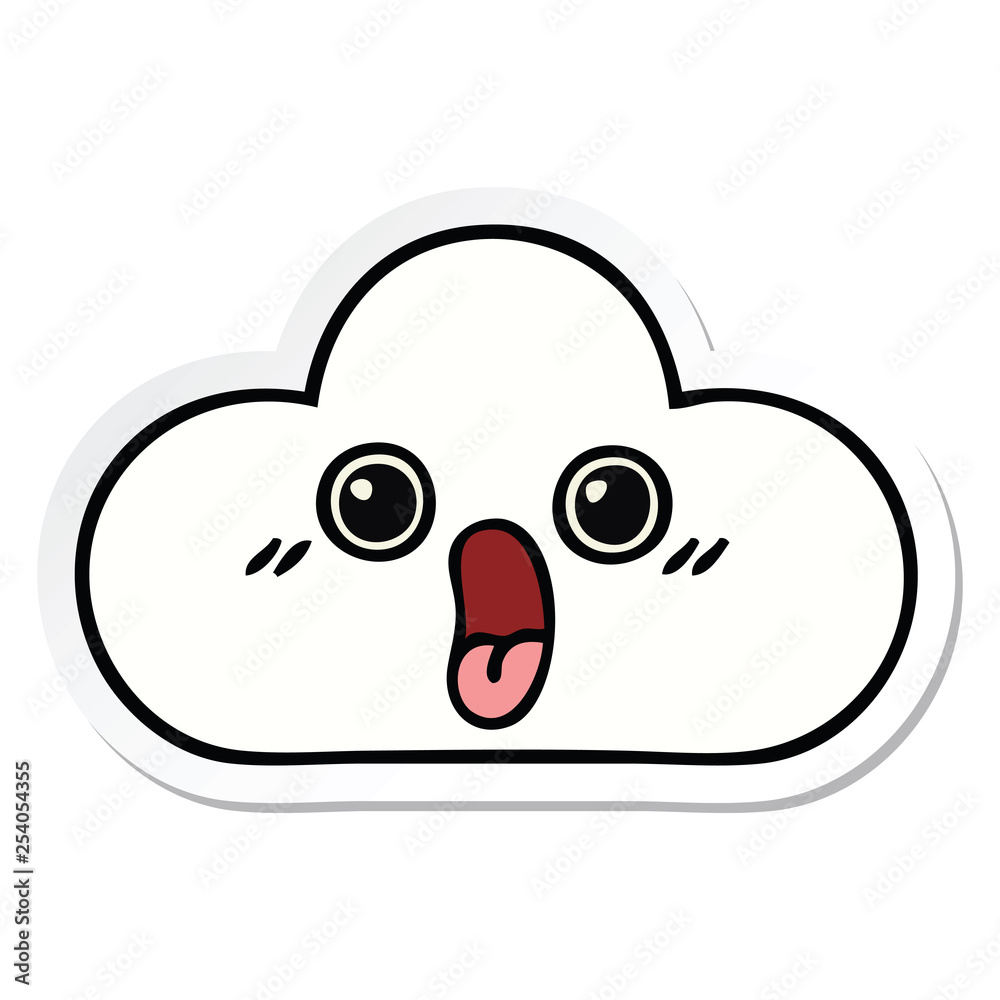 sticker of a cute cartoon cloud sticker of a cute cartoon cloud