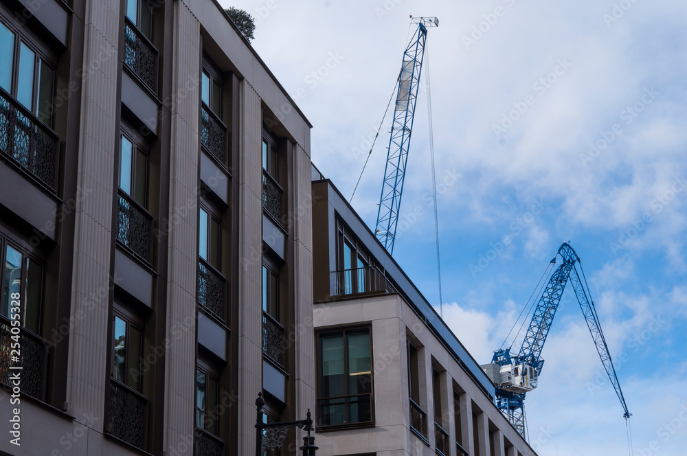 Fototapeta premium Cranes Over London Skyline